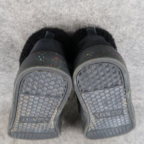 Old Navy Shoes Kids 3 Casual Sneaker High Top Black Lace Up Glitter Sole Trainer - Picture 10 of 11